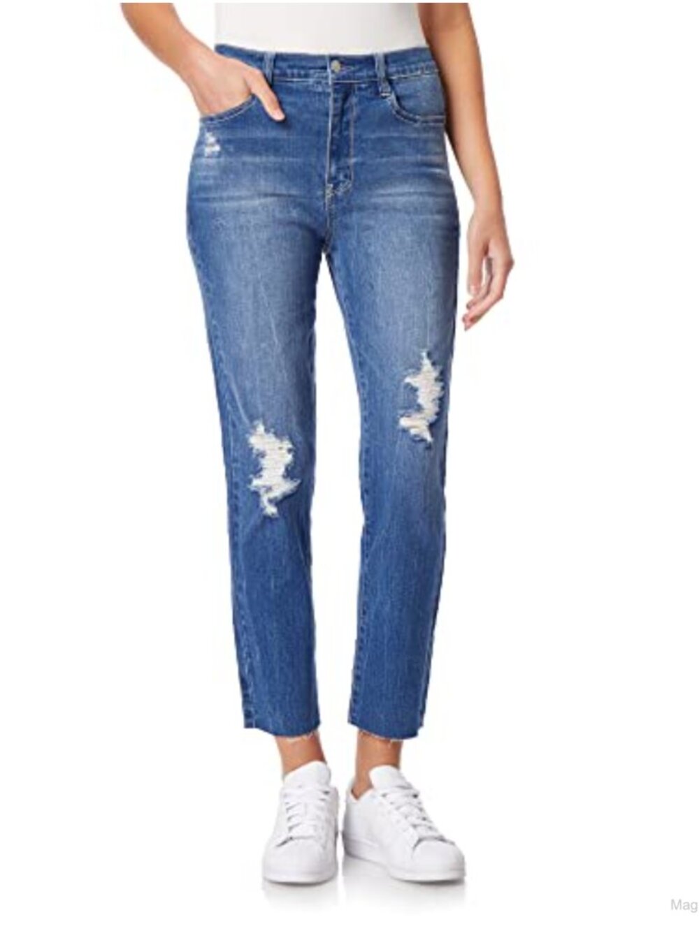 High Rise Curvy Ankle Mom Jeans Insta Stretch Cotton Blend 27 in Inseam
